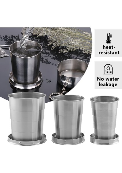 250ML 75/150/250ML Paslanmaz Çelik Katlanır Bardak Taşınabilir Teleskopik Bardak Açık Kamp Tencere Katlanabilir Drinkware Sıkıştırma Fincan (Yurt Dışından) indirimleri