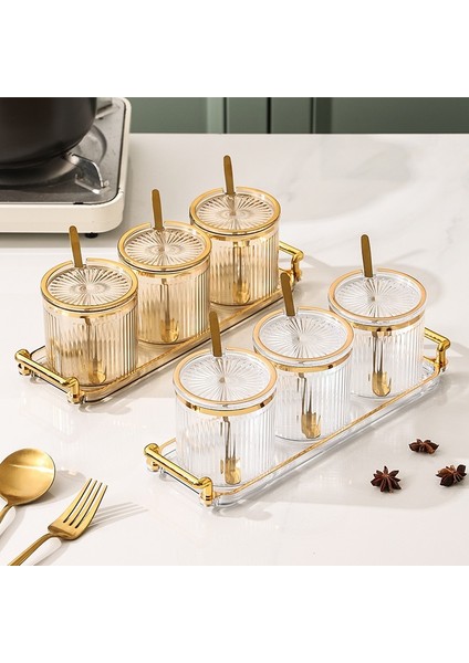 B Baharat Kutusu Baharat Çalkalayıcılar Mutfak Konteyner Baharat Kavanoz Şeffaf Çizgili Depolama Kavanoz Seti Kapak Tepsisi Ev Dekorasyon (Yurt Dışından) modelleri