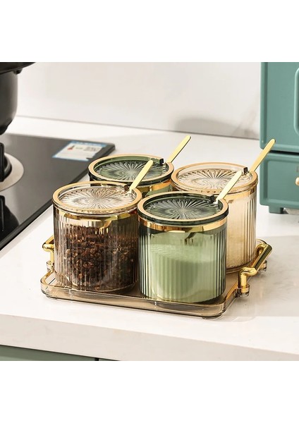 B Baharat Kutusu Baharat Çalkalayıcılar Mutfak Konteyner Baharat Kavanoz Şeffaf Çizgili Depolama Kavanoz Seti Kapak Tepsisi Ev Dekorasyon (Yurt Dışından) fırsatları