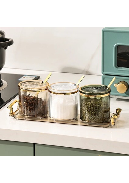 B Baharat Kutusu Baharat Çalkalayıcılar Mutfak Konteyner Baharat Kavanoz Şeffaf Çizgili Depolama Kavanoz Seti Kapak Tepsisi Ev Dekorasyon (Yurt Dışından) indirimleri