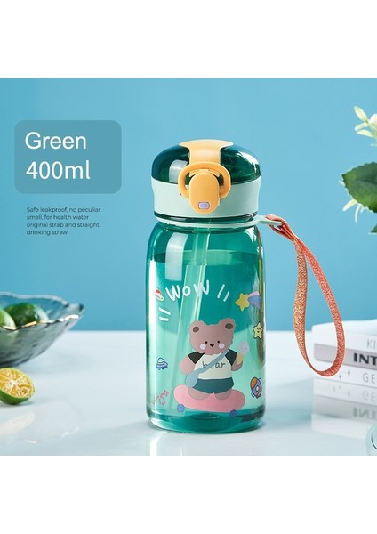 Yeşil 400 ml 400 ml Sevimli Su Pipetli Bardak Sippy Çocuklar Karikatür Bpa Ücretsiz Sızdırmaz Su Şişeleri Ayı Açık Taşınabilir Içme Şişesi Çocuk Fincan (Yurt Dışından)