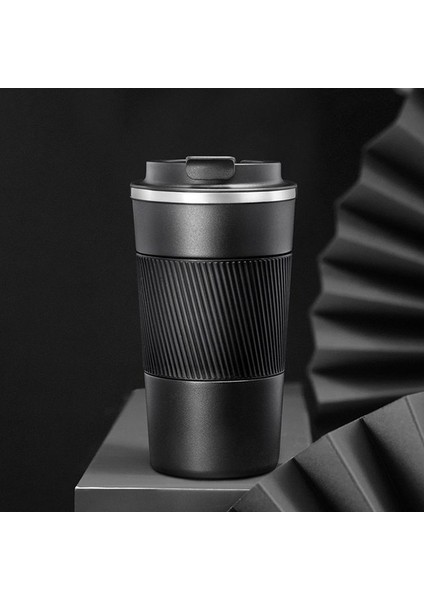 Siyah 301-400 ml Paslanmaz Çelik Kahve Fincanı Çift Katmanlı Vakum Yalıtım Fincan Ofis Kupa Açık Taşınabilir Araba Su Bardakları Moda Kupa (Yurt Dışından)