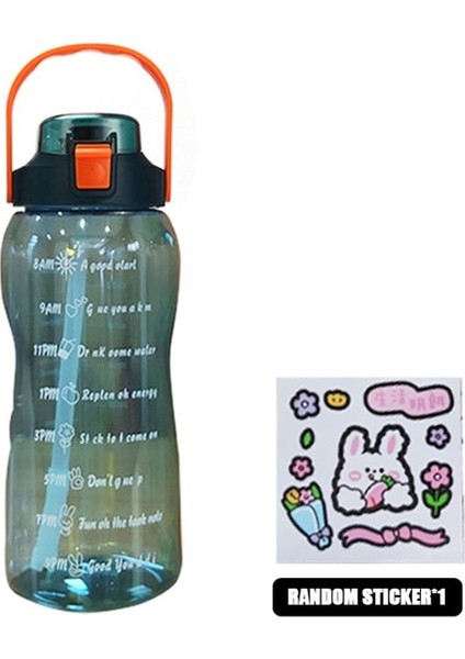 Şeffaf Mavi 1500ML 1500ML Samanlı Su Şişesi Kadın Kızlar Büyük Taşınabilir Seyahat Şişeleri Spor Fitness Fincan Yaz Soğuk Su Zaman Ölçeği ile (Yurt Dışından)