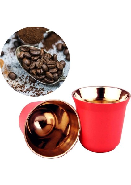 Caz Mavisi 80ML 80ML Çift Duvar Paslanmaz Çelik Espresso Bardağı Yalıtım Nespresso Pixie Kahve Fincanı Kapsül Şekli Sevimli Termo Fincan Kahve Kupaları (Yurt Dışından)