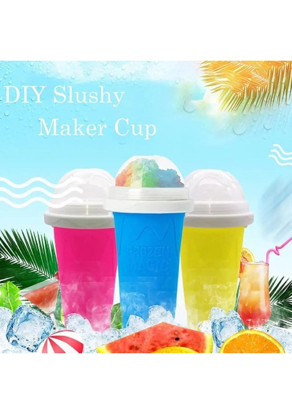 Sarı 350 ml Smoothie Kupası Soğutma Silikon Hızlı Soğutma Sihirli Sıkılabilir Bardak Çift Katmanlı Rüşvet Bardak Sıkılabilir Içme Bardağı (Yurt Dışından)