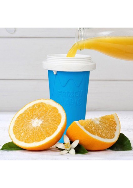Sarı 350 ml Smoothie Kupası Soğutma Silikon Hızlı Soğutma Sihirli Sıkılabilir Bardak Çift Katmanlı Rüşvet Bardak Sıkılabilir Içme Bardağı (Yurt Dışından)