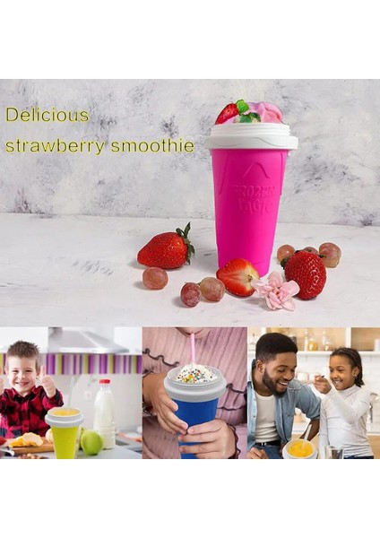 Sarı 350 ml Smoothie Kupası Soğutma Silikon Hızlı Soğutma Sihirli Sıkılabilir Bardak Çift Katmanlı Rüşvet Bardak Sıkılabilir Içme Bardağı (Yurt Dışından)