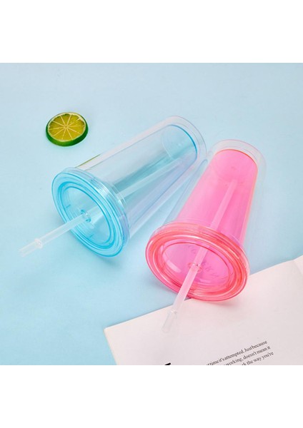 Yeşil 450ML Sevimli Su Şişesi Kahve Suyu Süt-Çay Kawaii Plastik Soğuk Bardaklar Kapaklı Saman Taşınabilir Yeniden Kullanılabilir Içme Suyu Şişesi (Yurt Dışından) fırsatları