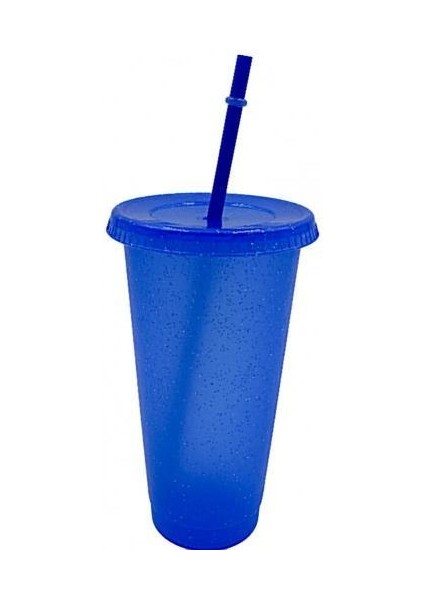 Koyu Mavi L Saman Bardak Içecek Renk Değiştiren Saman Kupalar Kapaklı Plastik Tumbler Mat Kahve Şişesi Bardak Gıda Sınıfı Pp Plastik Samanlı (Yurt Dışından)