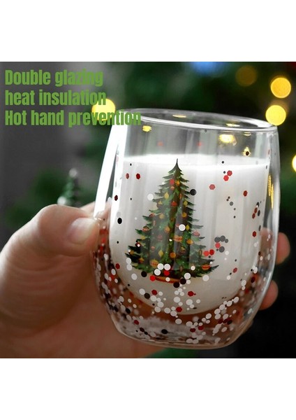 B-1 300ML 300ML Yaratıcı Noel Ağacı Cam Bardak Isıya Dayanıklı Çift Duvar Cam Bardak Kahve Kapaklı Kupa Sevimli Yılbaşı Hediyeleri Kızlar Için (Yurt Dışından)