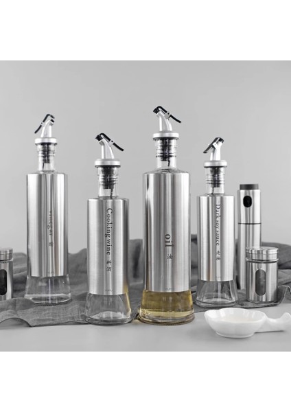 Eski Pompa 300 ml Yağdanlık Cam Yağ Şişesi Sızdırmaz Baharat Şişesi Paslanmaz Çelik Yağ Tankı Sirke Pot Ev Soya Sosu Şişesi Baharat Kavanoz (Yurt Dışından) modelleri