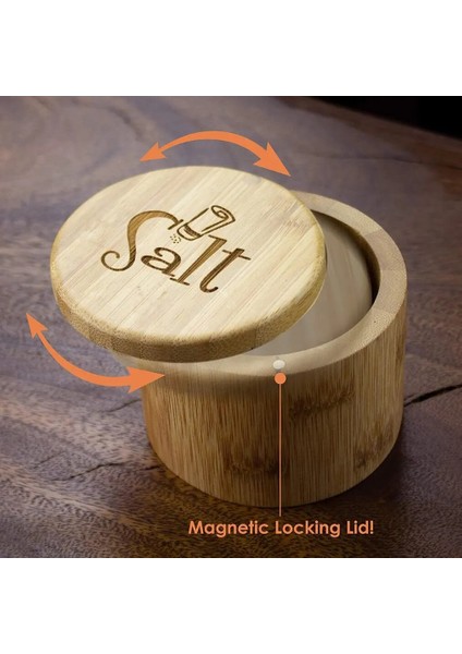 B Yeni Mutfak Malzemeleri Baharat Kutusu Çevre Dostu Toksik Olmayan Yuvarlak Bambu Baharat Kutusu Döner Kapaklı Tuzluk (Yurt Dışından) fırsatları