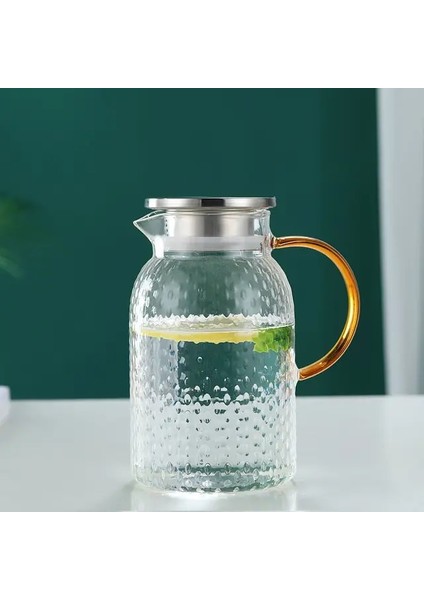 1.5l Metal Kapaklı Filtre Kapaklı ve Dökme Borulu Cam Su Sürahisi Sıcak Soğuk Içecekler Için Isıya Dayanıklı Cam Sürahi Ev Yapımı Buzlu Çay Şişesi (Yurt Dışından)