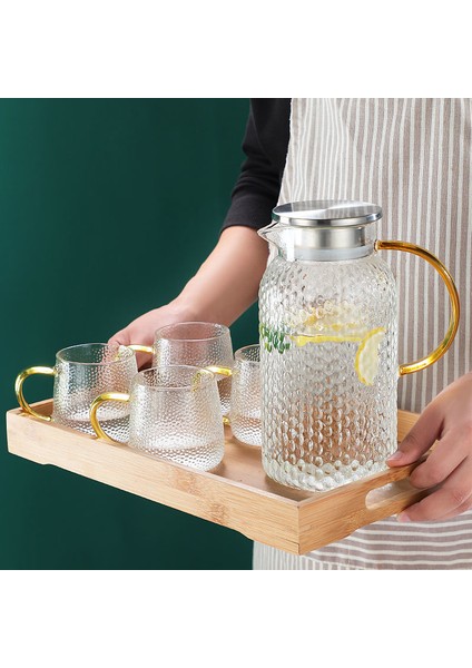 1.5l Metal Kapaklı Filtre Kapaklı ve Dökme Borulu Cam Su Sürahisi Sıcak Soğuk Içecekler Için Isıya Dayanıklı Cam Sürahi Ev Yapımı Buzlu Çay Şişesi (Yurt Dışından)