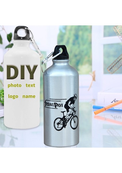 Beyaz (500ML) Özel Diy Metal Alüminyum Şişe Spor Su Şişeleri Baskı Logo Adı Görüntü 500ML 600ML Yürüyüş Turu Tırmanma Hediye Tumbler (Yurt Dışından) modelleri