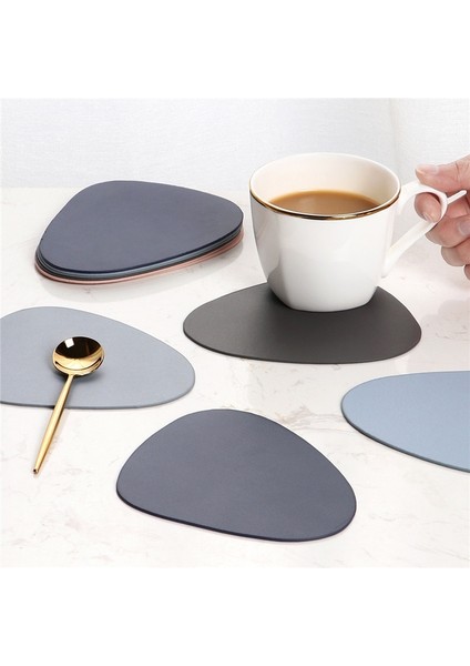 Yeşil Oval Pu Deri Bardak Altlığı Mat Su Geçirmez Isı Yalıtımlı Ped Sıcak Içecek Tutucu Masaüstü Dekorasyon Şık Placemat (Yurt Dışından)