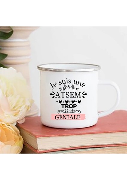 XH3867-A015WH-8 360 ml Merci Maîtresse/atsem Baskı Kahve Kupa Yaratıcı Emaye Bardak Içecekler Su Süt Kupası Kupa Okul Ev Kolu Drinkware Öğretmen Hediyeler (Yurt Dışından)