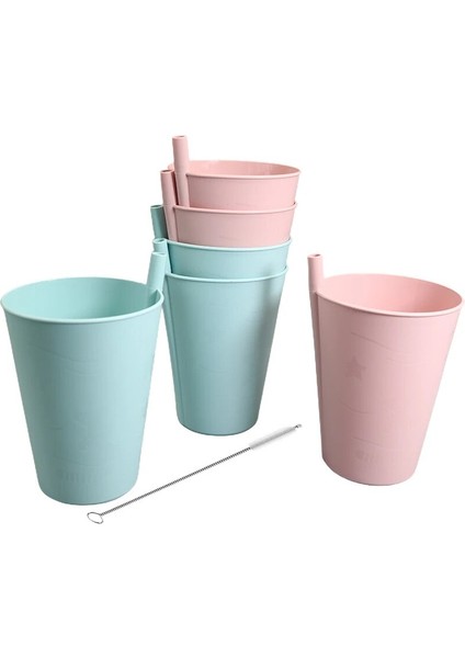 1pembe 5yeşil 6'lı Paket Dahili Pipetli Bardak Plastik Sippy Içme Bardağı Çocuklar ve Yetişkinler Için, Bulaşık Makinesinde Yıkanabilir, 2 Ücretsiz Pipet Fırçası ile (Yurt Dışından) fiyatları
