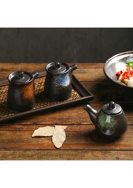 B Japon Seramik Yağdanlık Soya Sosu Sirke Şişesi Yaratıcı Vintage Baharat Kutusu Tuz Şeker Biber Kavanoz Mutfak Baharat Şişesi (Yurt Dışından) fırsatları