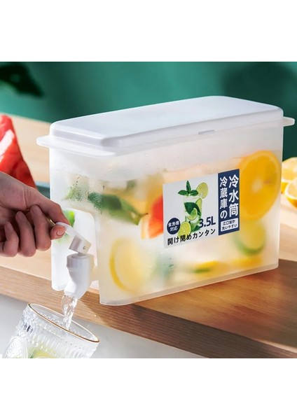 3.5l Musluklu Soğuk Su Isıtıcısı 3.5/5lbiçecek Dağıtıcı Su Sürahisi Limonata Içecek Konteyneri Su Sürahi Buzdolabı Mutfak Için (Yurt Dışından)