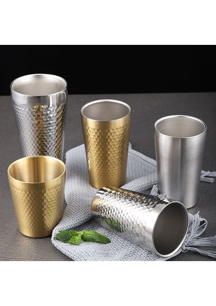 Altın 2 550 ml 304 Paslanmaz Çelik Soğuk Içme Suyu Bardağı 450 ml Büyük Kapasiteli Bira Bardağı Kalınlaşmış Çift Katmanlı Kahve Fincanı Kupa Meyve Suyu Fincanı (Yurt Dışından)