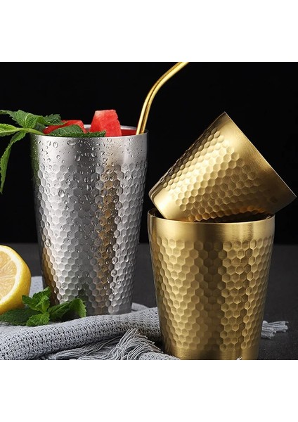 Altın 2 550 ml 304 Paslanmaz Çelik Soğuk Içme Suyu Bardağı 450 ml Büyük Kapasiteli Bira Bardağı Kalınlaşmış Çift Katmanlı Kahve Fincanı Kupa Meyve Suyu Fincanı (Yurt Dışından)