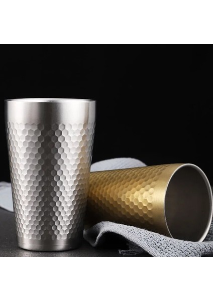 Altın 2 550 ml 304 Paslanmaz Çelik Soğuk Içme Suyu Bardağı 450 ml Büyük Kapasiteli Bira Bardağı Kalınlaşmış Çift Katmanlı Kahve Fincanı Kupa Meyve Suyu Fincanı (Yurt Dışından)