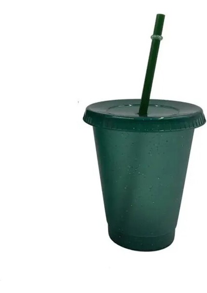 Koyu Yeşil S Flaş Tozu Su Şişeleri Samanlı Kız Için Yeniden Kullanılabilir Sert Plastik Tumbler Kapaklı Kahve Fincanı Drinkware Noel Hediyesi (Yurt Dışından)
