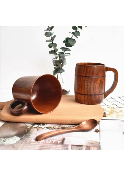 Beş Telli Bardak 50-200 ml Ahşap Büyük Göbek Bardak Japonya Tarzı Süt Su Kulplu Bardak Kahve Bira Çay Kupa El Yapımı Doğal Mutfak Bar Drinkware Bardak (Yurt Dışından) indirimleri