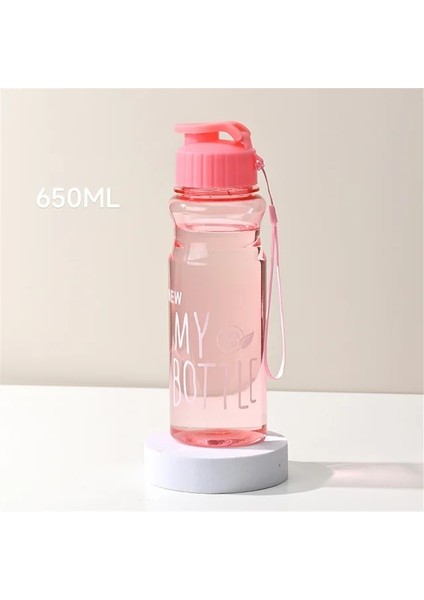 Pembe 650ML 650ML Su Bardağı Spor Su Şişesi Çift Su Bardağı Plastik Taşınabilir Su Deposu Anti-Damla Açık Halat Su Şişesi Hediye Kupa (Yurt Dışından)