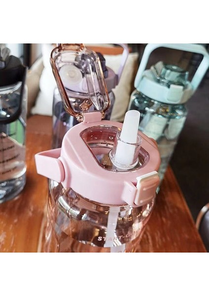 A Stil-Siyah 2.0l 2l Samanlı Su Şişesi Kadın Sürahi Kızlar Taşınabilir Seyahat Şişeleri Fitness Bisiklet Fincan Yaz Soğuk Su Sürahisi Zaman Işaretli (Yurt Dışından) modelleri
