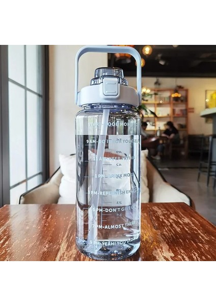 2 Litre Blue1 0.3l-2l Su Şişesi Motivasyon Içme Şişesi Zaman Işaretleyicili Spor Su Şişesi Taşınabilir Yeniden Kullanılabilir Plastik Bardaklar Açık Seyahat Spor Salonu (Yurt Dışından)