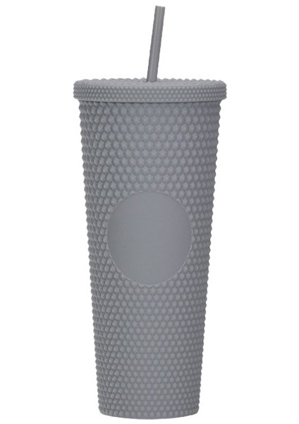 Gri 710ML Ater Şişe 710ML Yaz Caneca Su Bardağı Plastik Kapaklı ve Pipetli Boba Diamond Kahve Kupa Su Şişesi Bardakları Bubble Tea Makaro (Yurt Dışından)