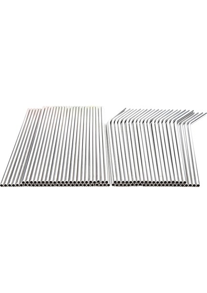 Gümüş 100 Adet Metal Pipetler Yeniden Kullanılabilir 304 Paslanmaz Çelik Içme Suyu Boruları 215 mm x 6 mm Kavisli Pipetler ve 50 Düz Pipet (Yurt Dışından)
