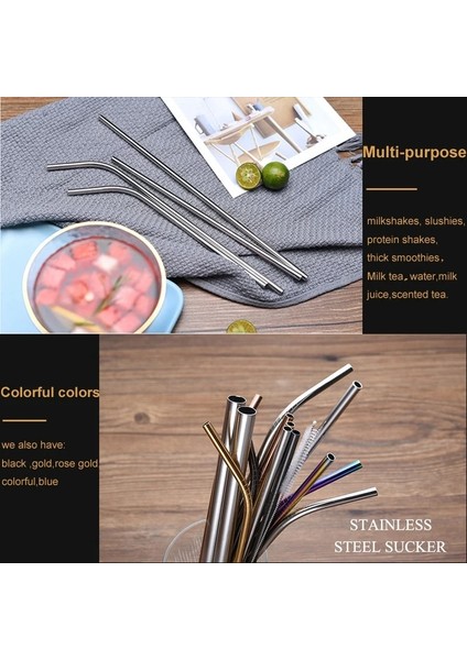 Gümüş 100 Adet Metal Pipetler Yeniden Kullanılabilir 304 Paslanmaz Çelik Içme Suyu Boruları 215 mm x 6 mm Kavisli Pipetler ve 50 Düz Pipet (Yurt Dışından)