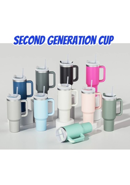 Ikinci Nesil-21 40OZ 40OZ Drinkware Kupa Bardak Flowstate Stanley Quencher 1200ML Stanley Kupası Paslanmaz Çelik Vakum Yalıtımlı Bardak Buzlu Kahve Fincanı (Yurt Dışından)