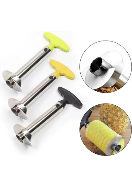 Siyah Ananas Dilimleme Soyucu Kesici Parer Bıçağı Paslanmaz Çelik Mutfak Meyve Araçları Pişirme Araçları Mutfak Aksesuarları SN4415 (Yurt Dışından)