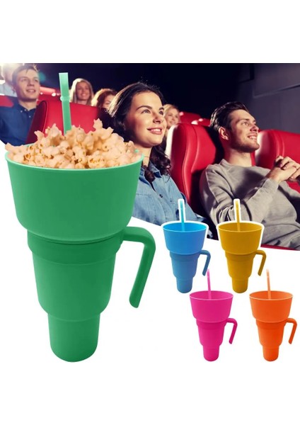 Mavi Snack Bardak 2 In 1 Çok Fonksiyonlu Renk Değiştirme Stadyum Tumbler Snack Içecek Pipetli Bardak Filmler Ev Kullanımı Için (Yurt Dışından) modelleri