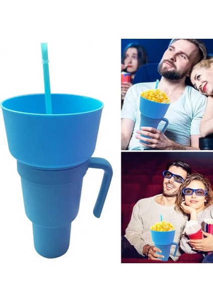 Mavi Snack Bardak 2 In 1 Çok Fonksiyonlu Renk Değiştirme Stadyum Tumbler Snack Içecek Pipetli Bardak Filmler Ev Kullanımı Için (Yurt Dışından) indirimleri