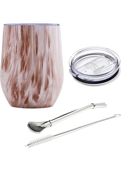 Ahşap Doku 26 Yerba Mate Straw 12OZ Yerba Mate Çay Bardağı Paslanmaz Çelik Sürgülü Kapaklı ve Pipetli Yalıtımlı Kupa Kahve Fincanı Kokteyl Şampanya Sevimli Tumbler Bardaklar (Yurt Dışından)