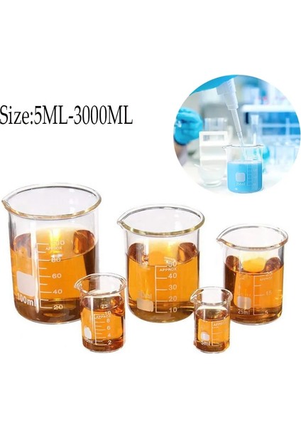 5ml 3000ML-5ML Pyrex Cam Beher Borosilikat Gg-17 Dereceli Beherler Ölçüm Cam Kimya Beherler (Yurt Dışından)