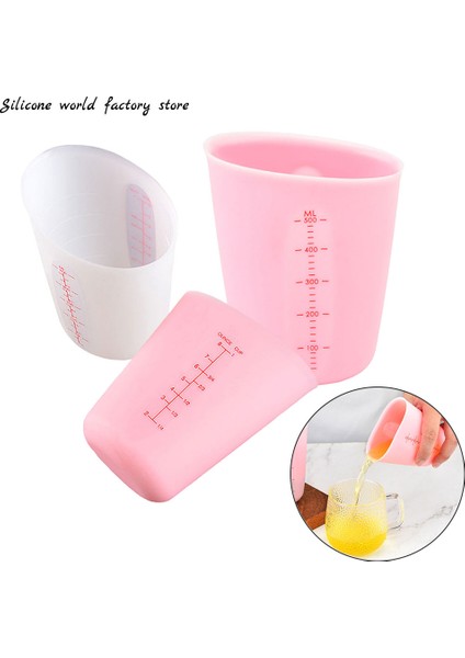 250ML-PEMBE 250/500ML Silikon Ölçüm Kabı Çift Ölçekli Yumuşak Ölçüm Kabı Süt Kupası Pişirme Araçları El Yapımı Dıy Ölçüm Kabı (Yurt Dışından)