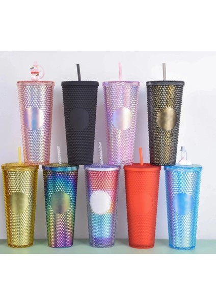 710 ml Tumbler Su Şişeleri Samanlı Çift Katmanlı Plastik Durian Elmas Radyant Tanrıça Bira Kupa Kahve Fincanı (Yurt Dışından)