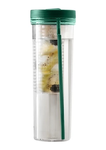 Yeşil 700ML 700ML Kuru Islak Ayırma Meyve Bardağı Limon Filtre Su Şişesi Plastik Pipetli Bardak Doğa Sporları Bardak Öğrenciler Spor (Yurt Dışından)