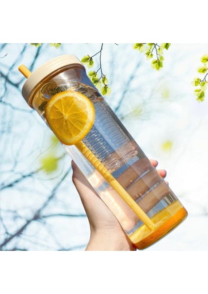 Yeşil 700ML 700ML Kuru Islak Ayırma Meyve Bardağı Limon Filtre Su Şişesi Plastik Pipetli Bardak Doğa Sporları Bardak Öğrenciler Spor (Yurt Dışından)