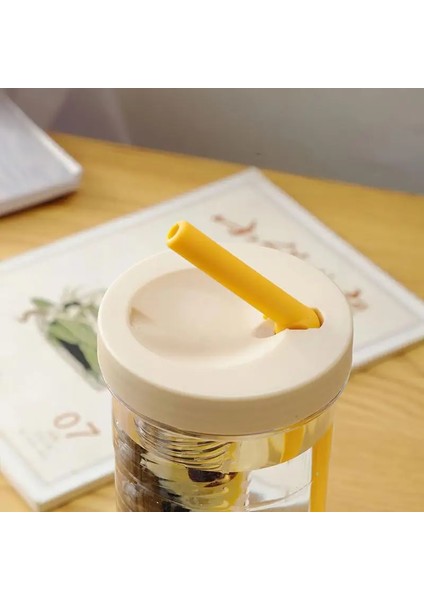 Yeşil 700ML 700ML Kuru Islak Ayırma Meyve Bardağı Limon Filtre Su Şişesi Plastik Pipetli Bardak Doğa Sporları Bardak Öğrenciler Spor (Yurt Dışından)