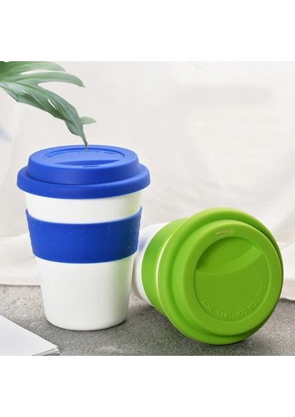 08 400 ml Plastik Seyahat Kupa Isı Yalıtımlı Drinkware Su Bardağı Açık Seyahat Otel Silikon Kapaklı Fincan Anti-Sonbahar Kahve Fincanları 400 ml (Yurt Dışından)