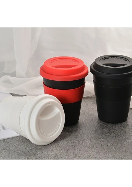 08 400 ml Plastik Seyahat Kupa Isı Yalıtımlı Drinkware Su Bardağı Açık Seyahat Otel Silikon Kapaklı Fincan Anti-Sonbahar Kahve Fincanları 400 ml (Yurt Dışından)