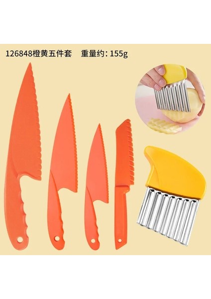 Bıçak Beş Parçalı Set Ev Tipi Patates Dilimleyici, Patates Cipsi Kesme Dalgası, Kurt Dişi Kesme Bıçağı, Patates Cipsi Modelleme Bıçağı, Çocuk Plastik (Yurt Dışından)