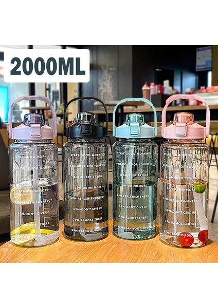 Pembe 2l 2l Samanlı Su Şişesi Açık Taşınabilir Spor Içme Bardağı Yeniden Kullanılabilir Spor Su Şişeleri Yaz Soğuk Su Zaman Ölçeği ile (Yurt Dışından) modelleri